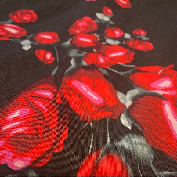 Red roses Rockabilly retro sleeveless swing dress - Picture 10 of 15